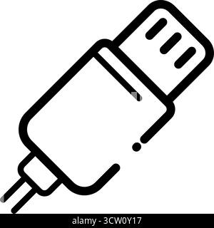 USB-C Connector Outline Icon Stock Vector