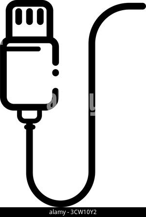 USB Connector Cable Line Icon Vector Stock Vector