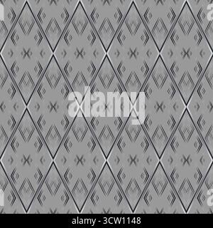 Monochrome black gray seamless geometric pattern. Melting pattern of sharp shapes on grey background. Fantasy styled ethnic ornament. Abstract repeati Stock Vector