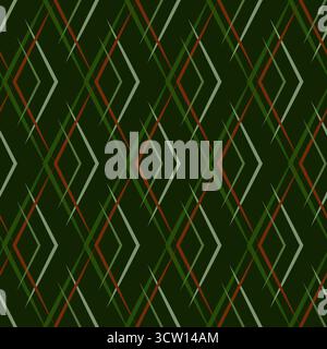 Dark green seamless geometric pattern. Random forest green rhombuses on dark green background. Vector decorative ornament with christmas mood. Mosaic Stock Vector
