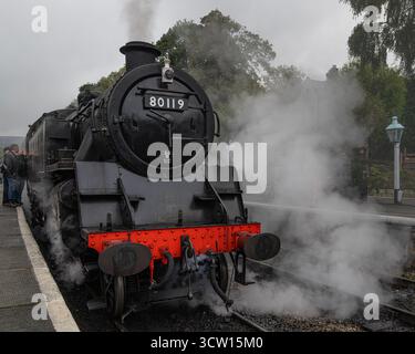 LMS Black 5 arriving at Grosmont Stock Photo