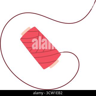 Cute Spool With Thread Icon Stock Vector