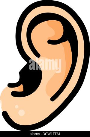 Human Ear Outline Icon Stock Vector