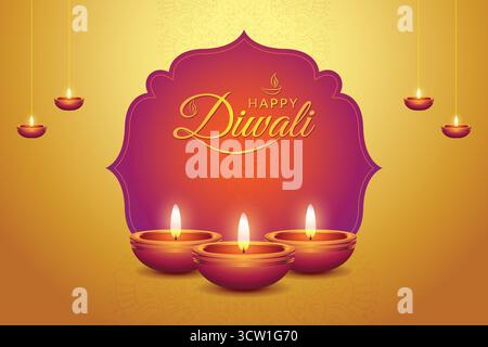Indian festival of lights Happy Diwali, holiday Background, Diwali celebration greeting card, abstract vector illustration design Stock Vector