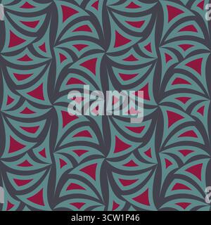 Fantasy geometric seamless pattern. Red and green elements on dark gray background. Fancy figures in medieval colors. Medieval design for decor clothe Stock Vector