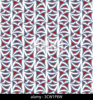 Fantasy geometric seamless pattern. Red and gray elements on white background. Fancy figures in medieval colors. Medieval design for decor clothes, ho Stock Vector