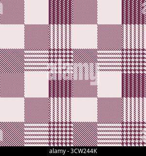 Modern tweed plaid style pattern. Geometric check tablecloth print in wine red color. Classical English background Glen plaid for textile home design. Stock Vector