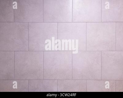Pale grey rectangular tiles forming a geometric pattern, offering a clean, contemporary surface background perfect for home decor, interior design, an Stock Photo