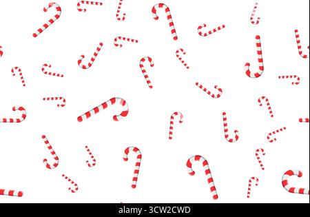 Candy cane holiday seamless pattern. Merry Christmas and Happy New Year design. Colorful flat vector illustration. Stock Vector