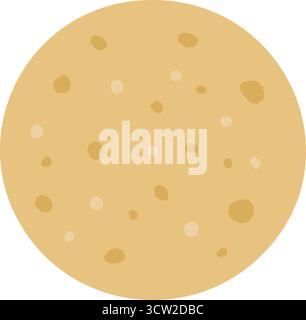 A simple circular flatbread shows toasted spots and soft edges representing pita or tortilla styles Stock Vector