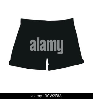 Vector hand drawn jeans shorts silhouette Stock Vector