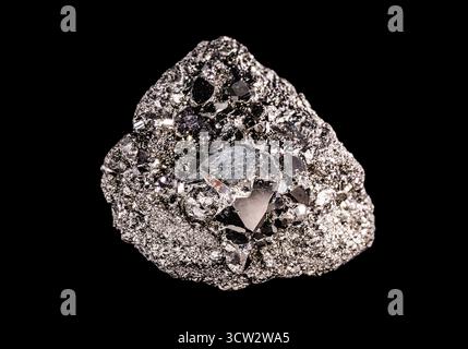 Pyrite or pyrite, also iron pyrite or iron pyrite is a typical ore from Brazil, with mythical properties. Stone of prosperity. Stock Photo