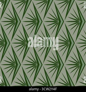 Seamless green monochrome geometric pattern. Vector decorative vertical ornament of polygonal shapes. Daring creative monochrome design. Mosaic tile b Stock Vector