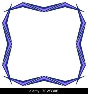 Unusual purple geometric square frame without text. Vector decorative broken zigzag ornament of wavy shapes. Creative abstract square ornamental decor Stock Vector