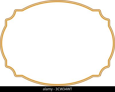 Golden ornamental oriental style 3d frame. Indian border, Islamic windows, circle, ellipse decorative element, morocco shapes. Vector illustration for Stock Vector