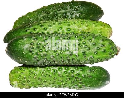 Pile of cucumbers isolated on white background Stock Photo