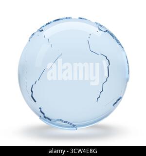 Crystal world globe isolated on white background. 3d Illustration. Stock Photo