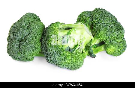 Fresh raw green broccoli isolated on white Stock Photo