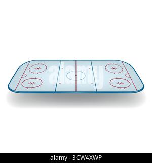 Ice Hockey Rink, Surface with Lines, Circles, Crease and Goals, Isolated. Hockey Rink Plan, Hockey Rink Map, Hockey Rink Stock Vector