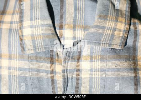 close up flannel shirt collar Stock Photo