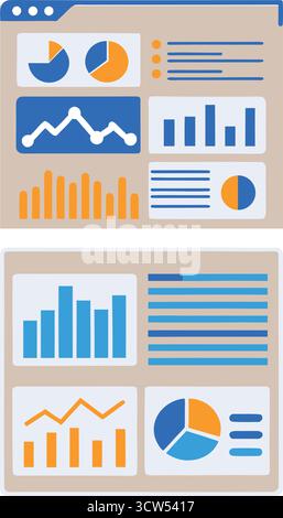 Decoding insightful dashboards and navigating strategic graphs with precision for smarter business decisions and data visualization. Stock Vector