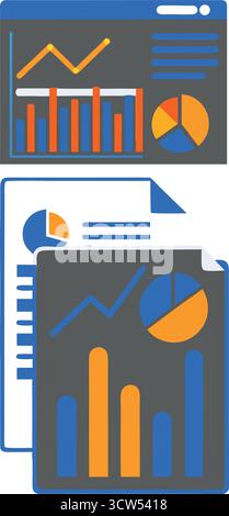 Unveiling business insights through dynamic charts and reports that offer clarity and strategic direction in a bright, bold modern design. Stock Vector