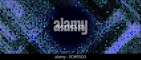 Pixel Glow Mosaic Particles Background Shimmer Sparkles. Rhomb Diamond Shapes Tile Pattern Neon Glitch Led Screen Luxury Glow BG for Premium Product Stock Vector
