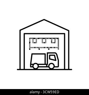 Garbage truck, linear style icon. Editable stroke width Stock Vector