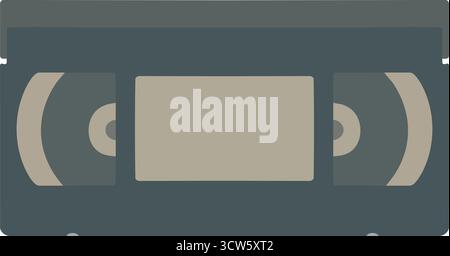 A retro videotape with clear hubs and a central label window evokes home movie nostalgia in crisp vector lines Stock Vector