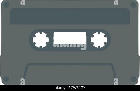 A classic compact cassette with exposed reels corner screws and a blank title strip for music mixes Stock Vector
