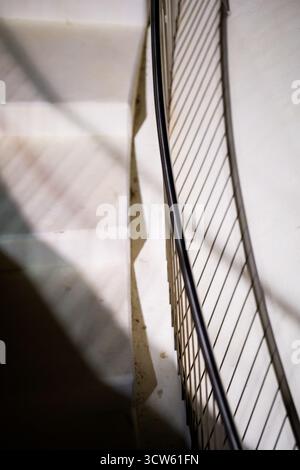 Abstract Interplay of Lines on White Staircase Stock Photo
