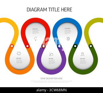 Infographic template featuring wavy, colorful design elements with embedded icons and text placeholders, ideal for presenting information. Perfect for Stock Vector