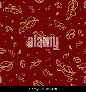 Hand drawn coffee bean drawing seamless pattern Stock Vector