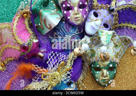 Set of different carnival masks on white background Stock Photo - Alamy