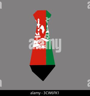 man coat tie with afghanistan flag inside patroitism in costume design neck tie accessory Stock Vector