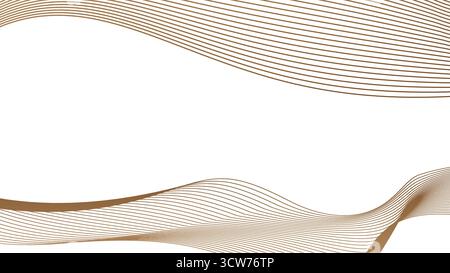 Elegant White Background with Brown Wave Lines Stock Vector
