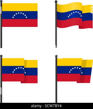 Venezuelan Flag set on vertical poles Stock Vector