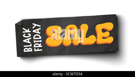 Vector vintage paper banner on white background for black friday. Black Friday sale. Stock Vector