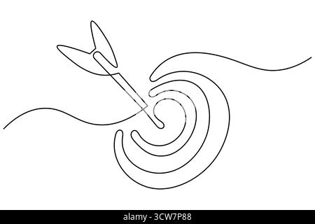 Goal target with arrow icon continuous line drawing minimal outline vector illustration Stock Vector