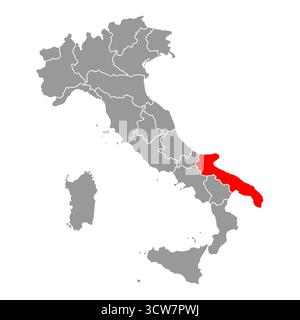 Italy map of Apulia symbol shape, travel web flat concept icon web ...