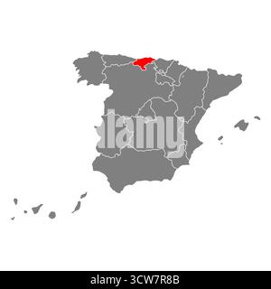 Cantabria of Spain map symbol shape, travel web flat vector illustration . Stock Vector