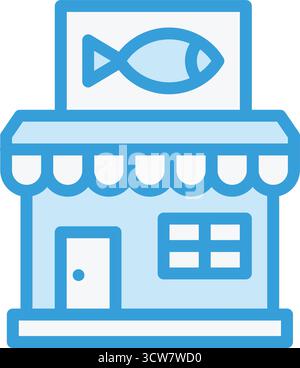 Fish shop Vector Icon Design Illustration Stock Vector