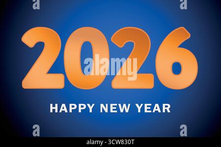 Merry Christmas or happy new year design. 2026 holiday decoration on color background. Greeting vector card, banner, celebration concept with metallic Stock Vector