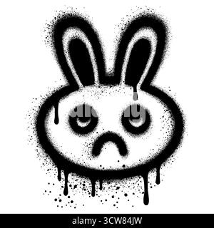 Cute rabbit in black spray painted graffiti style. Stock Vector