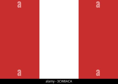 Civil flag of Peru. Peru flag ensign. Flag of Peru flat backdrop. Flag simple badge, icon, button. Stock Vector
