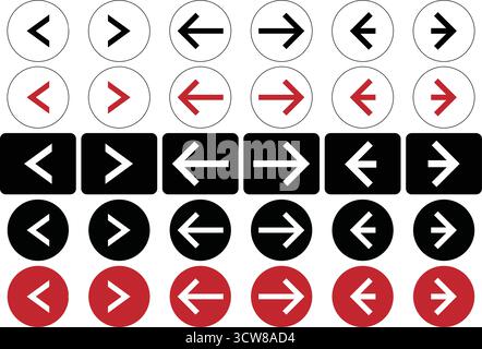 Arrow Icons Collection for Navigation and Direction Indicators Stock Vector