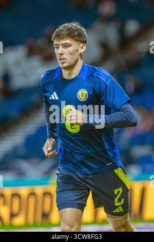 aaron hickey, professional football player, playing for the Scotland national team. Image taken during a prematch training and warm up session. Stock Photo