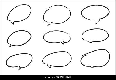Hand drawn speech bubbles set. Vector illustration Stock Vector
