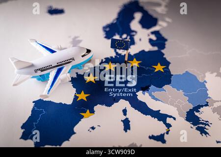 European Union EES entry exit system for air travel Stock Photo