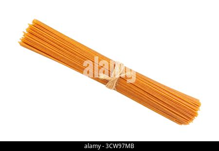 brown integrale spaghetti pasta path isolated on white Stock Photo